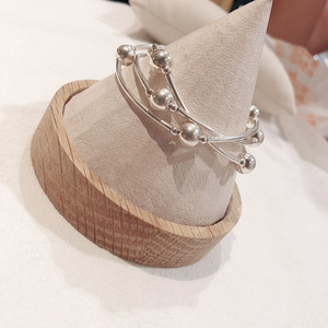 S925 Silver <b>Bracelet</b> Multiple Strands <b>Ball</b> Beads Women's Gift Jewelry - Product Image 3
