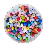 Perles en silicone style européen et américain, petites perles intercalaires de 12 mm, ovales, en forme de lentille, pour colliers DIY, en vrac, vente en gros