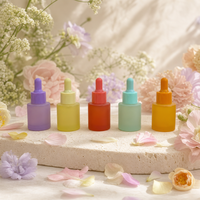 Flacon compte-gouttes en verre dépoli anti-fuite, conteneur cosmétique mat coloré pour huile de croissance des cils et liquides