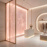 Panneau décoratif translucide en résine PETG et papier Dupont rose avec intercouche en fibre pour cloisons et portes d'armoires