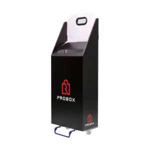 Caixa De Papel De Papelão Ondulado Personalizado Exposição De Roda De Plástico Papelão Puxado Folding Display Trolley box