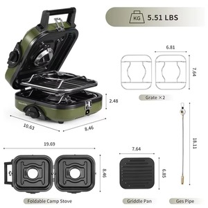 Estufa de <span class=keywords><strong>Gas</strong></span> para Exteriores de Doble Quemador, Encendido Manual, Cocina de Doble Fuego, Horno de <span class=keywords><strong>Gas</strong></span> Plegable, Estufa de <span class=keywords><strong>Gas</strong></span> <span class=keywords><strong>Dos</strong></span> en Uno, Estufa Portátil - Product Image 2