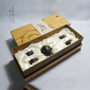 Eco-Friendly Antique Flower Purple Sand Bamboo Tea Set with Multi-Functional Bamboo Packaging Gift Box Tea <b>Tray</b> - Product Image 1