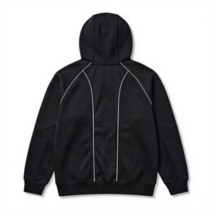 black panels with <b>reflective</b> piping hoodies with customized printing and neck label/hang tag <b>top</b> quality hoodie - Product Image 2