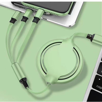Câble USB rétractable 3 en 1, charge rapide 3A, cordon de synchronisation de données, connecteur multiple Micro USB Type C 8 broches, câble de charge universel