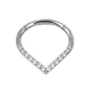 Anel de corpo em formato de v de lágrima, piercing do nariz e segmento giratório, anel eterno de metal 2500 f136, titânio 16g, amostra grátis, qinghof, moda t/t - Product Image 1