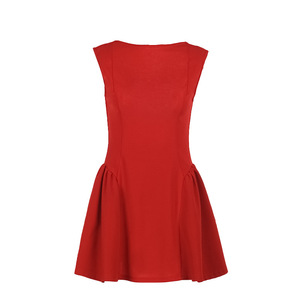 <span class=keywords><strong>Vestido</strong></span> corto clásico de corte A para mujer, elegante, sin espalda, sin mangas, con <span class=keywords><strong>cuello</strong></span> barco, ajustado, de cintura alta, color liso, ideal para fiestas y uso diario. - Product Image 6