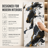 Panneau mural en PVC brillant MORLENX, imitation marbre UV, agate blanc, noir, gris, or, pour un intérieur moderne et luxueux
