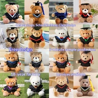 Cadeaux de remise de diplôme Maternelle Université Lycée École primaire Ours en peluche personnalisé avec logo Cadeau commémoratif en peluche polyester