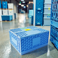 Caisse en plastique pliable PP avec compatibilité de suivi RFID Boîtes de rangement pliables Bacs Alternatives de caisse en bois