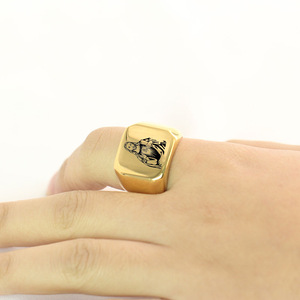 Men's Gold Jesus Christ <b>Ring</b> 18MM Square Stainless Steel Religious Jewelry Everyday Wear - Product Image 2