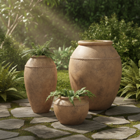 Pot à plantes en ciment avec trou de drainage - Design moderne écologique pour jardin et hôtel avec finition terre cuite