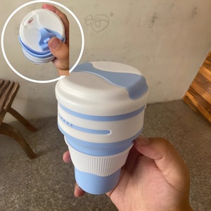 Reusable Outdoors Portable 350ml Folding <strong>Cup</strong> <strong>Collapsible</strong> Coffee <strong>Cup</strong> for Traveling With Lid Silicone <strong>Collapsible</strong> Drinking <strong>Cups</strong> - Product Image 6