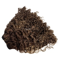 Extensions de cheveux humains à tisser, Remy, bouclés crépus, brun foncé, style balayage, double trame, cuticules alignées, cambodgiens