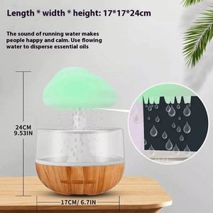 เครื่องเพิ่มความชื้นในอากาศแบบอัลตราโซนิก ลายเมฆไล่ระดับสี พร้อมไฟ LED สีสันสดใส ใช้กับน้ำมันหอมระเหย ช่องเสียบ USB พกพาสะดวก ผลิตจากพลาสติกขนาดเล็ก - Product Image 4