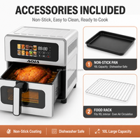 Four à friture à air chaud numérique 2150W 10L grande capacité avec chauffage supérieur et inférieur, 12 programmes prédéfinis, pour la cuisine domestique