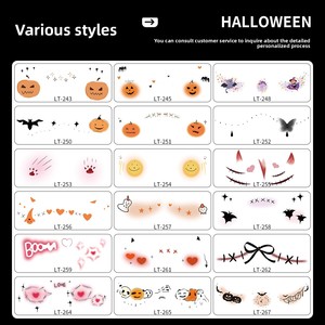 Nuevas pegatinas de transferencia facial de <span class=keywords><strong>terror</strong></span> para Halloween, tatuajes temporales desechables, impermeables, resistentes al sudor, fáciles de quitar, cosméticos - Product Image 4