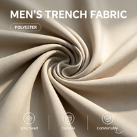 Manteau Trench Long Homme en Tissu Sable, Longueur Genou, Manches Raglan, Sangles aux Poignets, Vente en Gros OEM ODM, Idéal pour les Voyages et le Quotidien