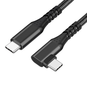 Cable de datos tipo C a tipo C, 1m, conector de ángulo de 90 grados trenzado de nailon, carga y transferencia de datos de alta velocidad - Product Image 1