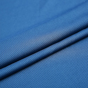 100% polyester teint tricoté <span class=keywords><strong>wathet</strong></span> net recyclé tissu de maille d'oeil d'oiseau - Product Image 1