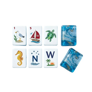 Jeu de tuiles de mahjong américain en acrylique à 4 couches, motifs personnalisés pour divertissement adulte, Mahjong de style américain, Sirène Océanique - Product Image 5