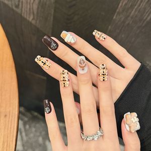 Hecho a mano cubierta completa Artificial prensa falsa en la punta de las uñas reutilizable francés uñas flor Acrílico falso magnético Rhinestone <span class=keywords><strong>bailarina</strong></span> - Product Image 6