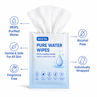 Lingettes humides à l'eau pure à 99,9 %, marque privée, OEM, personnalisables, sans parfum, pour peaux sensibles, nettoyantes