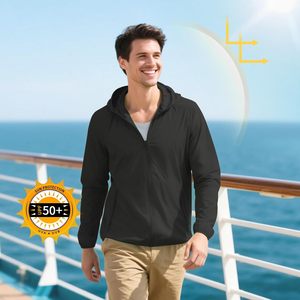 Sweat à capuche léger à manches longues pour homme, protection solaire UPF 50+, fermeture éclair intégrale, pour la randonnée, la pêche, avec poches zippées, softshell d'été - Product Image 6