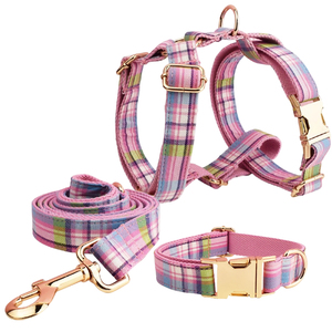Collier pour chien en polyester à carreaux colorés classiques, laisse pour chien, harnais pour chien avec boucle en métal, accessoires pour animaux de compagnie de luxe très vendus PUPE - Product Image 2