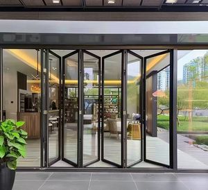 Puerta plegable doble resistente a huracanes externa Acordeón Puerta <span class=keywords><strong>de</strong></span> vidrio plegable Terraza <span class=keywords><strong>de</strong></span> aluminio Puerta <span class=keywords><strong>de</strong></span> doble apertura - Product Image 6