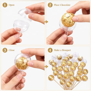 Porte-fleurs en chocolat, couvercle rond transparent, gobelet à fleurs en acrylique, bouquet Ferrero pour la Saint-Valentin, matériel de bricolage, emballage de fleurs - Product Image 5
