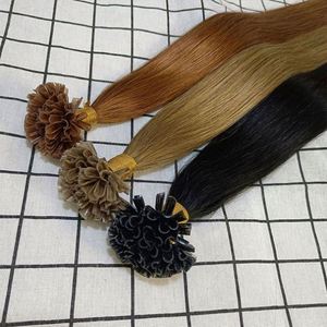 Extensión de cabello brasileño de Venta caliente fácil de usar queratina dibujada doble <span class=keywords><strong>U</strong></span>/V/punta plana recta/onda Natural/precio al por mayor rizado - Product Image 2