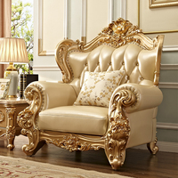 JINS Royal Ensemble de canapés sectionnels sculptés de luxe européen 123 meubles élégants en bois massif en cuir pour la maison et l'hôtel pour canapés de salon