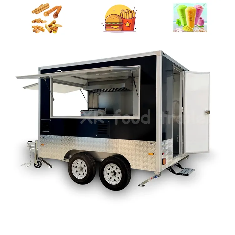 Camión de comida para perros calientes de cocina móvil usada de 9 pies, carrito para perros calientes, soporte para remolques de quiosco, restaurante totalmente equipado a la venta por el propietario