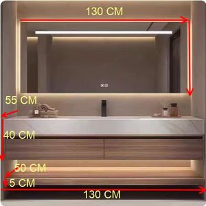 Natural wood-colored bathroom cabinet smart mirror cabinet white washbasin hanging cabinet body - Product Image 6