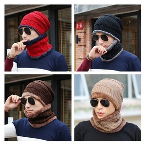 Winter Beanie Hat for Men Knitted Hat Winter Cap Beanie Women Neck Scarf Cap Balaclava Mask <b>Bonnet</b> Hats Set R0780 - Product Image 2