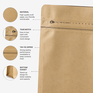 Bolsa Doypack Kraft con Fondo Reforzado y Cierre Hermético, para Té, Especias, Hierbas, Carne Seca, Golosinas para Mascotas, Proveedor de Envases para Alimentos Secos - Product Image 4