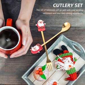 Juego de Cucharas de Café de Acero Inoxidable al por Mayor, Cucharas Creativas con Diseño de Muñeca Navideña para Postre, Cucharas de Té para Regalo de Navidad, Fiestas y Restaurantes - Product Image 4