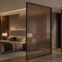 Panneau de cloison en verre feuilleté avec intercouche en maille métallique bronze, ultra-transparent, faible teneur en fer, irisé, translucide, décoratif, moderne, solide