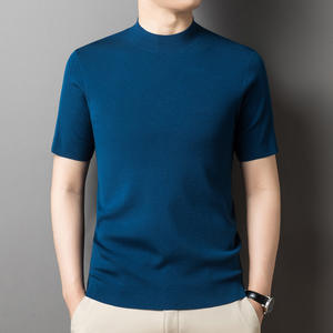 80年代のウーストウールセーターメンズ半袖Tシャツをカスタマイズ厚手のニットベースプルオーバーウールトップ秋冬 - Product Image 3