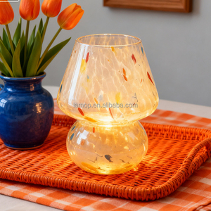 Американская ретро-лампа в виде гриба с ретро-дизайном, стеклянная, в горошек, USB, с регулировкой яркости, прикроватный ночник, создающий атмосферу - Product Image 2