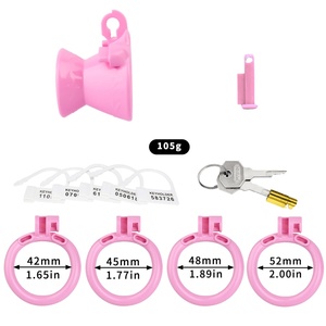 FRRK-304A Jaula de Castidad de Resina Negativa Invertida ABS, Anillo de Castidad Masculino con Bloqueo Uretral, Anillo para Pene Resistente, Suministros para Adultos Rosa/Negro - Product Image 6