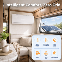 Climatiseur solaire portable 48V DC alimenté par batterie, unité de climatisation domestique avec fonction de refroidissement/chauffage pour les surfaces de 10 à 48 m²