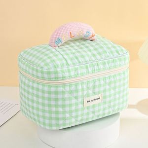 Bolsa de Cosméticos Portátil de Algodón, Plegable, con Cierre de Cremallera, Asa Suave, Capacidad Media, Diseño Macaron - Product Image 3