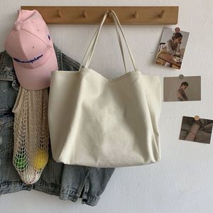 Large Capacity Simple Solid Color Grocery <b>Shopper</b> Tote <b>Canvas</b> <b>Bag</b> - Product Image 4