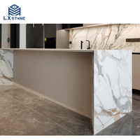 Comptoir de Quartz de vanité Calacatta en pierre de Quartz artificielle de cuisine coupée à la taille avec des veines grises