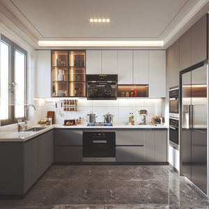 Meubles de <span class=keywords><strong>cuisine</strong></span> haut de gamme, neufs, sur mesure, pour petits appartements, modulaires, en mélamine ignifuge, avec combinaison de couleurs en bois. - Product Image 2