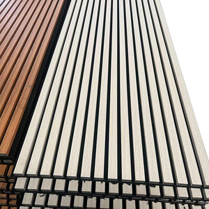 Gỗ tường Slatted bảng điều khiển-MDF Sồi óc chó Veneer filish Đen Polyester fibre cảm thấy âm thanh cách nhiệt tiếng ồn khuếch tán khách sạn trang trí nội thất - Product Image 2