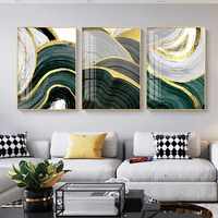 Art mural abstrait triptyque personnalisé nordique, cadre en alliage d'aluminium, support en plexiglas, base en papier, écologique, durable, utilisation en intérieur