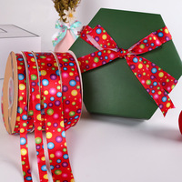 Bobine de ruban en polyester à pois de 12 cm pour cadeaux, nœuds pour cheveux, satin imprimé personnalisé, durable, écologique, pour anniversaire - Vente en gros